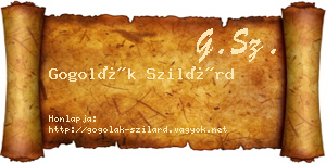 Gogolák Szilárd névjegykártya
